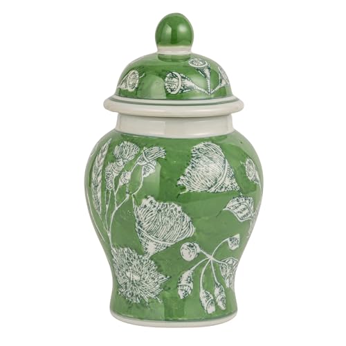 Creative Co-Op Decorative Ceramic Ginger Jar with Domed Lid, Green