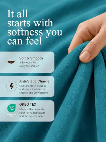 Utopia Bedding Queen Size Fleece Bed Blanket Turquoise 90x90 Inch