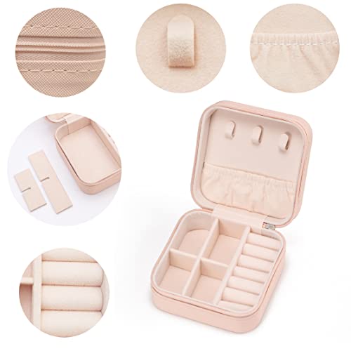 Pink Mini Jewelry Travel Case - Portable Organizer for Rings & Necklaces
