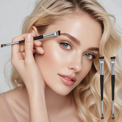 Angled Eyebrow Brush and Spoolie 2-in-1 Precision Makeup Tool - 2 Pcs