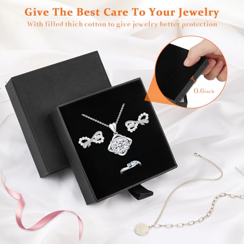 Mirgrmle Drawer Jewelry Gift Box Set - Black 5 Pack 3.5x3.5x1.18 inch Small Storage Boxes for Necklaces Earrings Rings Bracelets (Variation: Drawer Box-Black-5PACK 1)