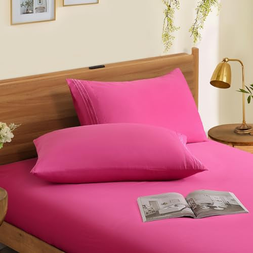 Horbaunal Microfiber Pillowcases, Standard Size (20"x26"), Hot Pink, 2 Pack