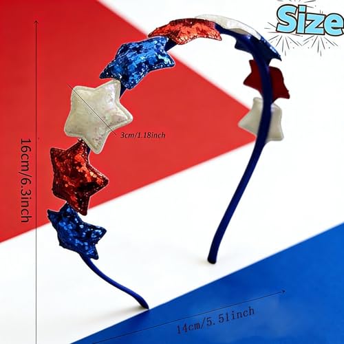 Patriotic Glitter Star Headband for 4th of July Independence Day