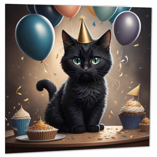 Black Cat Birthday Card - Premium Eco-Friendly Greeting Card