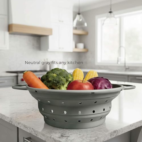 VitarayX 2-Quart Slate Gray Silicone Collapsible Colander