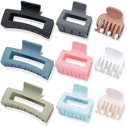 GlowMyst 9-Piece Matte Hair Claw Clips Set for Thick and Thin Hair