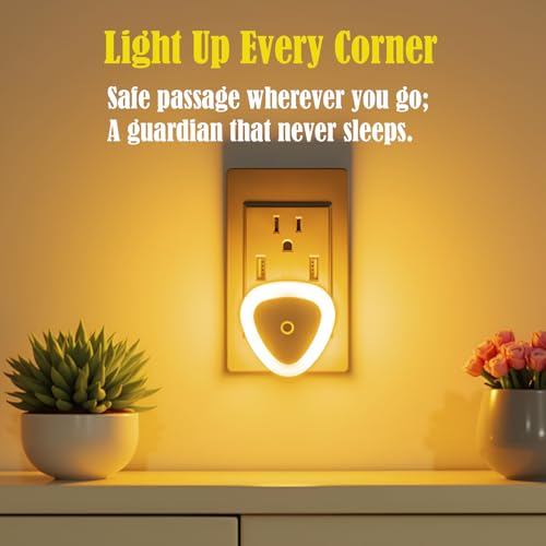 3 Pack Heart-Shaped LED Night Lights with Dusk to Dawn Sensor