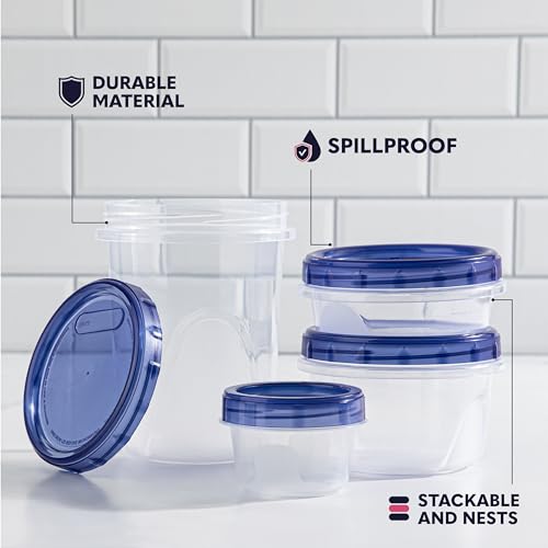 32 Oz Plastic Food Deli Containers with Airtight Twist Lids - 3 Pack