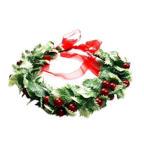 Floral Crown Headband Adjustable Red Fruit Hair Wreath for Wedding Valentine