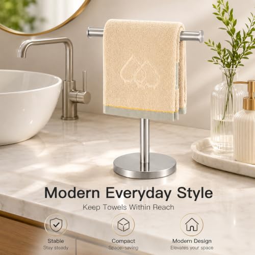 Freestanding Hand Towel Holder Stand, Brushed Nickel - X-silver-1 Pack