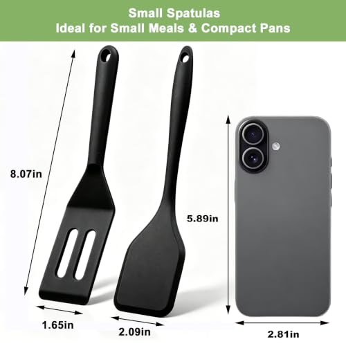 PROXIMY Black Small Silicone Spatula Set - Heat-Resistant Mini Kitchen Utensils