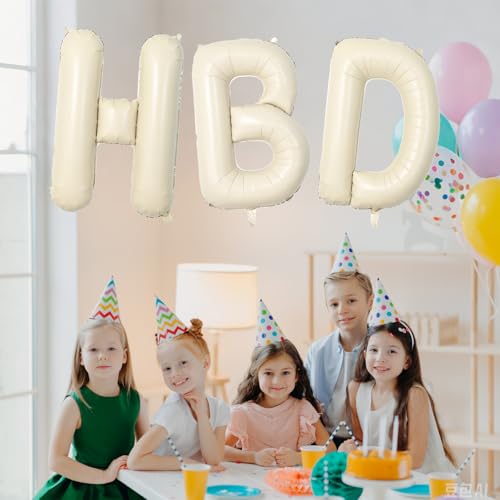 KAINSY 40 Inch Cream White Letter D Foil Balloon Giant Beige Alphabet