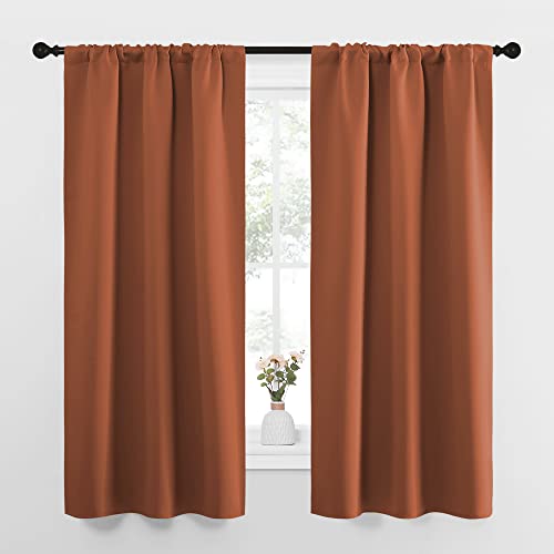 NICETOWN Thermal Insulated Blackout Curtains, Burnt Orange, 34"W x 63"L