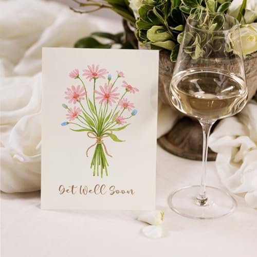 24 Pack Get Well Soon Cards with Envelopes, 4 Floral Designs, 4x6 Inch