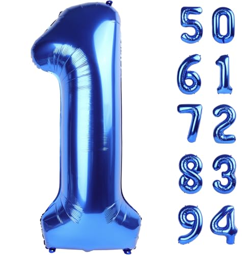 40 Inch Navy Blue Number Balloon for 1st Birthday Decorations