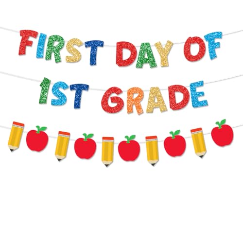 Pre-Strung 1st Grade Welcome Banner - Glittery Back to School Decorations