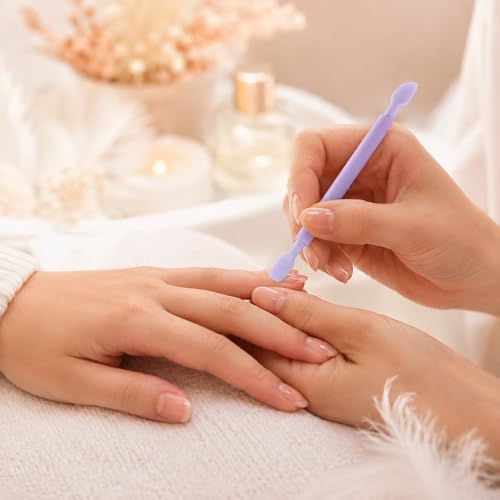 QFGasre 3-Piece Plastic Dual-End Cuticle Pusher and Nail Scraper