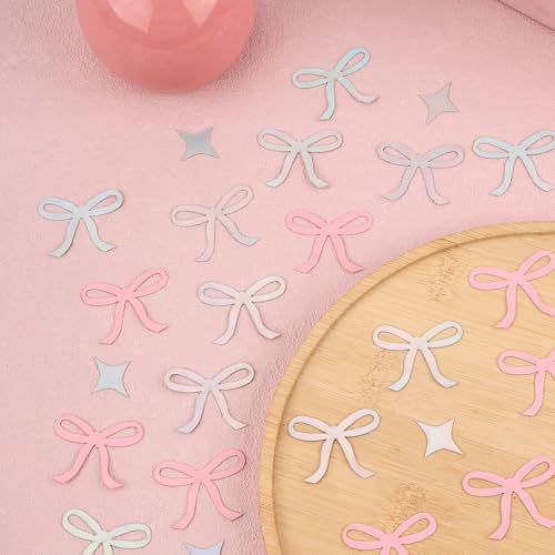 200pcs Pink Bow and Glitter Star Table Confetti for Wedding Party Decor