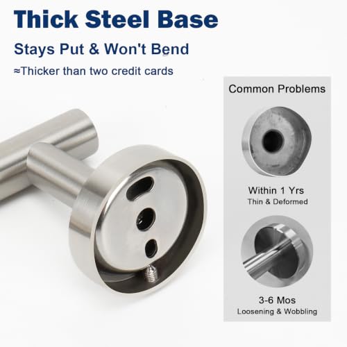 NearMoon Brushed Nickel Robe Hooks - Heavy Duty 4 Pack for Bathroom & Kitchen