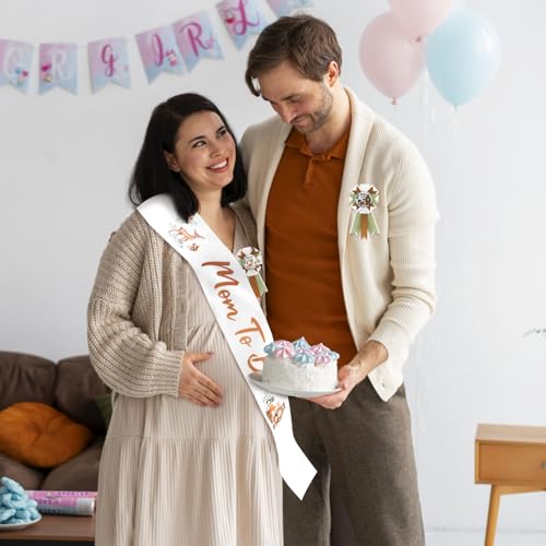 Woodland Baby Shower Decorations Mom to Be Sash and Corsage Pins Set