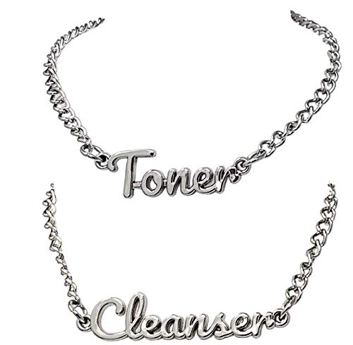 KreaSHen Skincare Bottle Label Tags - Toner & Cleanser Silver Chain Charms