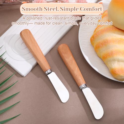 Thinp 2-Piece Stainless Steel Butter Knife and Cheese Spreader with Wood Handle