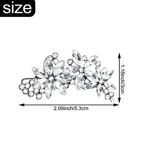 DonLeeving 2-Pack Rhinestone Crystal Flower Wedding Hair Clips & Barrettes