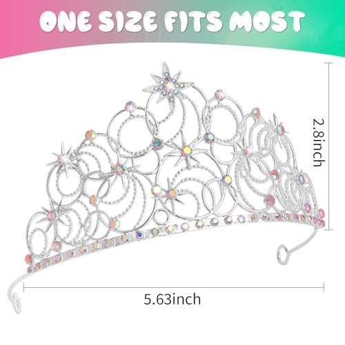 Yariew Crystal Witch Crown Tiara Silver Rhinestone Princess Headband for Halloween Wedding Prom