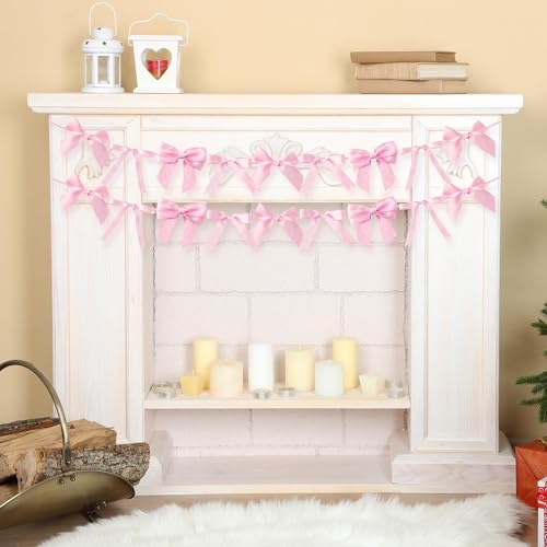 WATINC Pink Bow Garland Set - 2pcs Decorative Banner for Parties