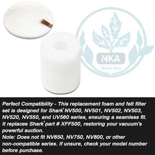 Replacement Foam & Felt Filter Set for Shark NV500 Series - 2-Pack