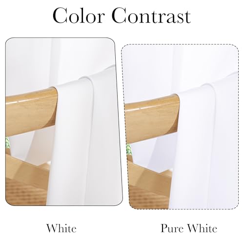 NICETOWN White Privacy Sheer Curtains 63 Inches Long Non-See-Through Semi Sheer Curtains Light Filtering Window Drapes for Kitchen Living Room 2 Panels Set, 42" W