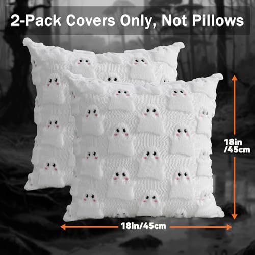 Coddsmz White Elf Halloween Pillow Covers, 18x18 Plush Throw Cushion Set of 2