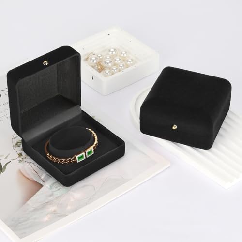 KUKUVR Velvet Jewelry Bracelet Gift Box Black 2-Pack, Luxury Display Storage