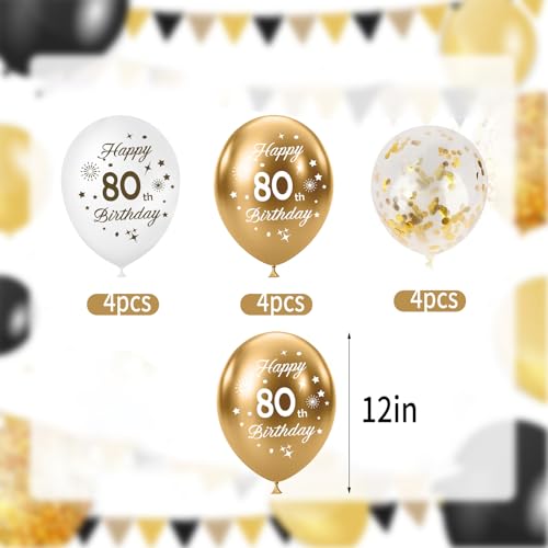 30th Birthday Balloons Pack - White & Gold Latex Confetti, 15pcs