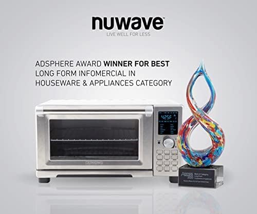 Nuwave Bravo Air Fryer Toaster Oven - 12-in-1 Convection Cooking | 30-QT XL Capacity, Brushed Stainless Steel