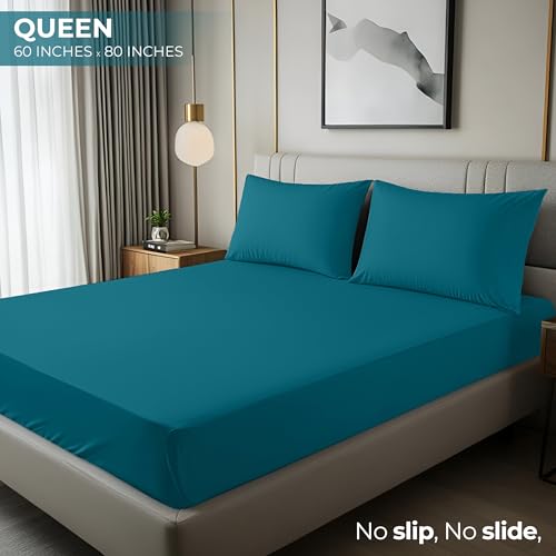 Queen Fitted Sheet - Ultra Soft Denim Blue, 15 Inch Deep Pocket