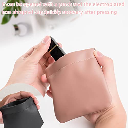 CANIPHA 4pcs Waterproof Leather Pocket Cosmetic Bag Self-Closing Mini Makeup Pouch