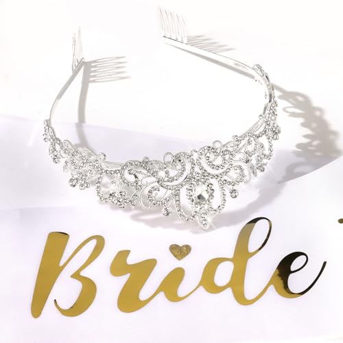 CIEHER Bride Sash & Crystal Crown - Bachelorette Party Favors