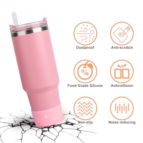 4 PCS for Stanley Boot, Silicone Bottom for Stanley Cup, Reduces Noise Scratches Water Bottle Bottom Sleeve for Stanley Cup Accessories (Glitter Colorful)