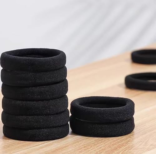 Borsicge 200PCS Black Hair Ties - Seamless Elastic Ponytail Holders
