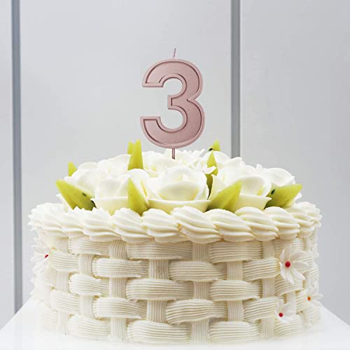 LUTER Rose Gold Glitter Number Birthday Cake Candle Topper