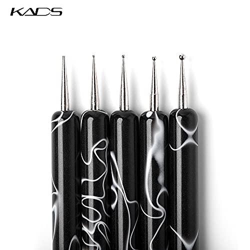 KADS 5-Piece 2-Way Nail Art Dotting Pens for Manicure & Gel Painting
