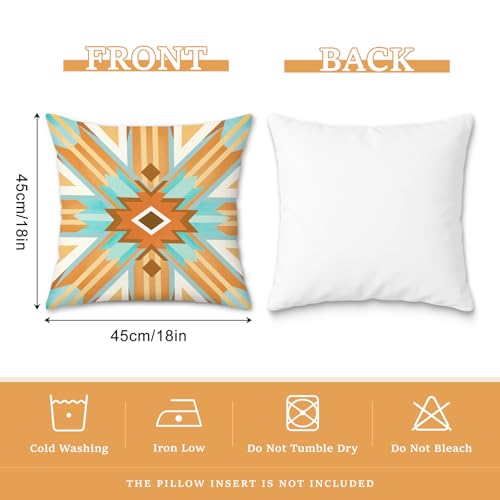 Boho Western Throw Pillow Covers Set of 4 - 18" x 18" Velvet Aztec Design