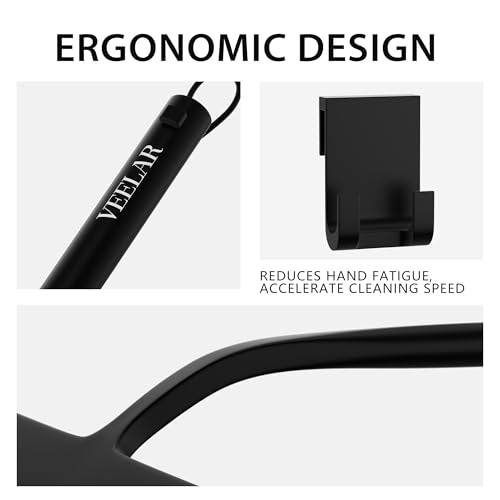 VEELAR Black Shower Squeegee for Glass Cleaning with Hook