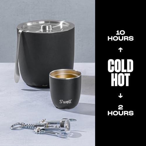 S'well Stainless Steel Tumbler with Slide-Open Lid, 10oz, Onyx, Triple Layered Vacuum Insulated Containers Keeps Drinks Colder and Hotter for Longer, BPA Free