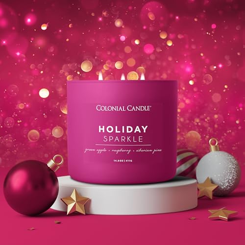 Colonial Candle Holiday Sparkle Scented Jar Candle - Purple, 14.5 oz, 3 Wick, Up to 60 Hours Burn - Variation of Holiday Sparkle / 14.5 oz