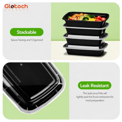 Glotoch 16oz Meal Prep Containers with Lids - 10 Pack, Reusable, Leakproof, Microwave Safe