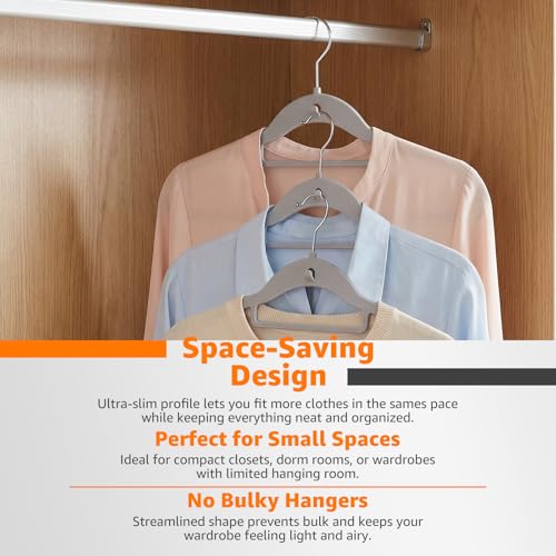 Milano Home 10-Pack Slim Cascading Plastic Hangers - Grey Non-Slip Design