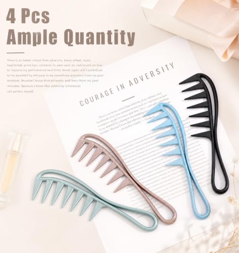 FRCTLNKG 4-Pack Wide Tooth Hair Combs Set for Detangling & Styling