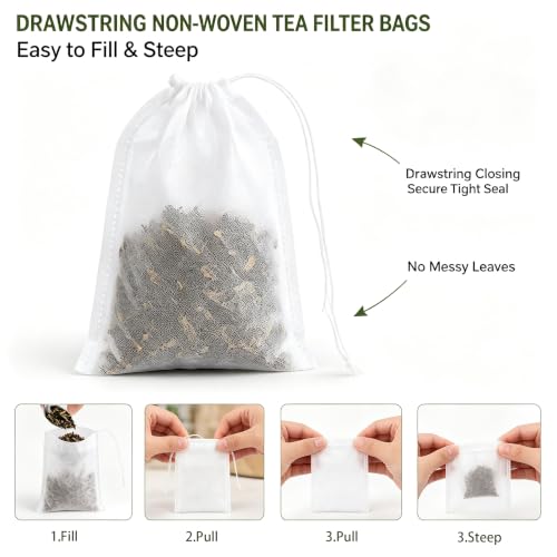 Disposable Tea Filter Bags for Loose Leaf Tea & Coffee 200 Pcs